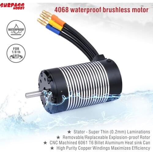 Rocket 4068 Waterproof Brushless Sensorless Motor 2650KV 2050KV 1900KV 1700KV for 1/8 Truck Truggy TRX4 Tamiya Axial Drift Car