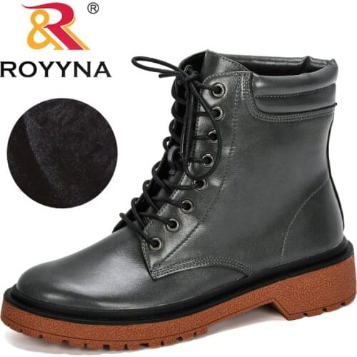 ROYYNA 2019 New Fashion Ankle Boots Women Winter Boots Microfiber Women Boots Work Shoes Round Toe Lace-Up Women Comfortable