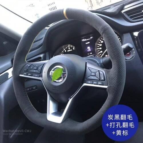 Steering wheel cover for Nissan Sylphy Qashqai hand-stitch Premium suede Leather Teana Tiida Murano X-TRAIL car accessories