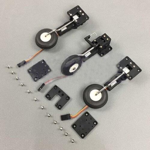 1set 90° 25g Electronic Retractable Landing Gear Metal Steering Shaft Hole 3mm Horizontal/Vertical Wheel Dia 38mm for RC Drone