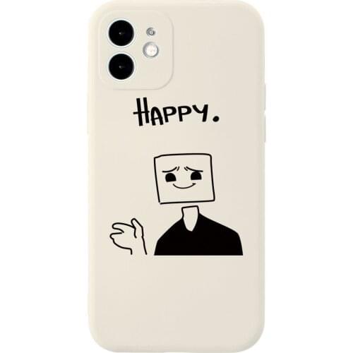 Funny Square Face Silicon Case for iPhone 12 Pro Max Back Phone Cover for 12 11 Pro Max X XS XR 8 7 Plus SE 2020