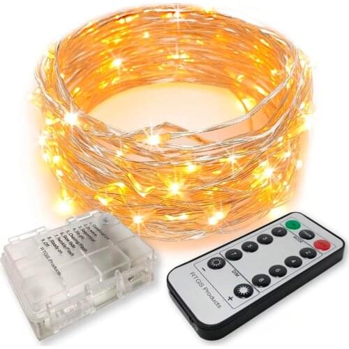 Remote Control LED Fairy Lights string Battery Operated 8 Mode Timer string lights Outdoor Wedding Decoration Without Batteries