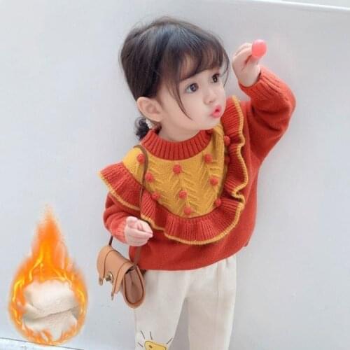 Girl Sweater Kids Baby Toddler Tops 2021 Sweetheart Thicken Warm Winter Autumn Wool Knitting Cashmere Christmas Children Clothin