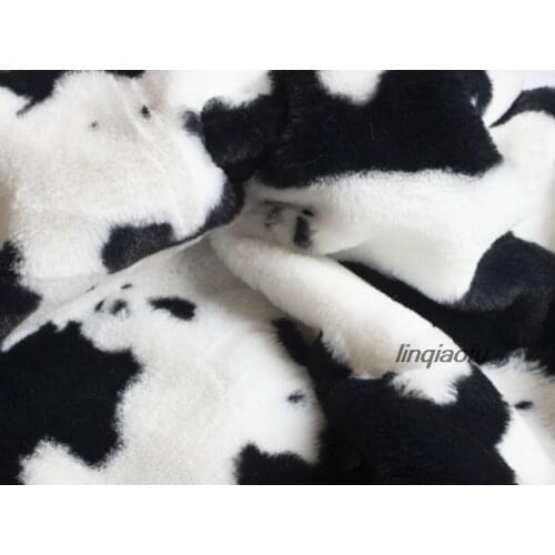 All-polyester cow pattern imitation rabbit fur printing garment home textile plush fabric