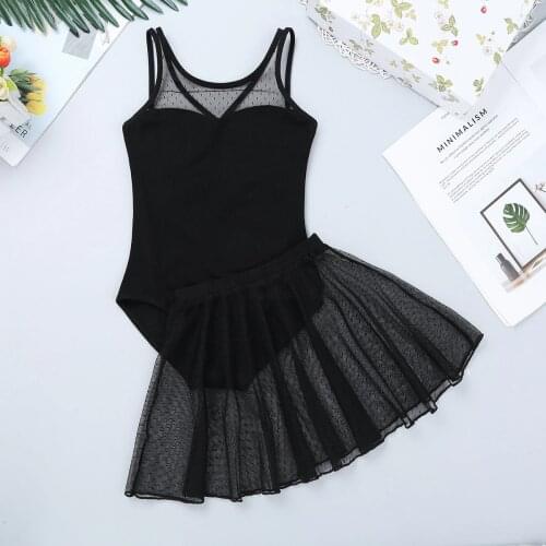 TiaoBug Girls Splice Ballet Tutu Dance Leotard with Mesh Skirt Child Gymnastics Leotard Dress Kids Stage Party Dance Costume Set