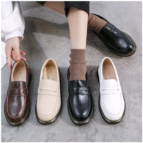 Womens Loafers Shoes Round Toe Female Footwear 2021 Fashion Womens Autumn Oxfords Platform mary jane students shoes women