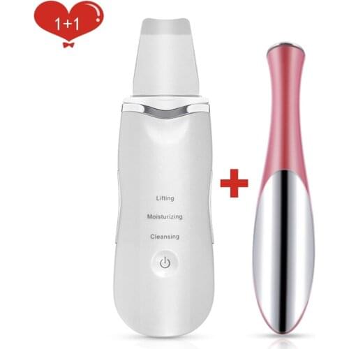 Vibrate Ultrasonic Deep Face Cleaning Machine Skin Scrubber Blackhead Remover Reduce Wrinkles Facial Lifting Tool+Eye Massager