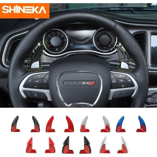 SHINEKA Interior Moulding for Dodge Challenger Car Steering Wheel Shifter Paddles Decoration Accessories for Dodge Durango 2014