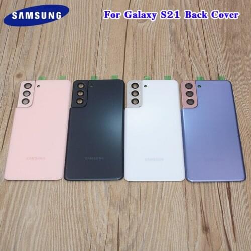 S21 Battery Back Cover Original Samsung Rear Door Housing Phone Replacement Repair Parts For Galaxy S 21 With Camera Lens &Logo