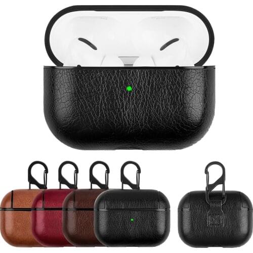 PU Leather Case for Airpods Pro Luxury Protective Cover with Anti-lost Buckle for Air Pods 2 1 3 Headphone Earpods Fundas