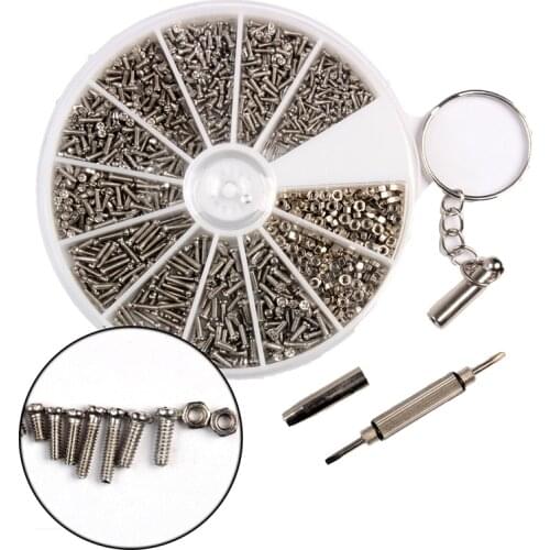 1000Pcs/lot M1-M1.6 Stainless Steel Screws +1PC Screwdriver Micro Mobile Phone Glasses Screws And Nuts Boxed DIY