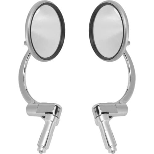 2 Pcs Universal Chrome Round Rearview Mirrors Bar End Side Mirrors for Motorcycle Chopper Scooter Cafe Racer Accessories