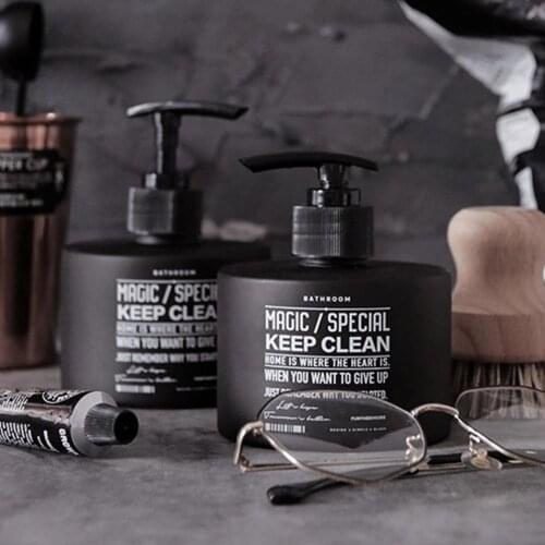 200ml Black Glass Storage Bottle Scandinavian Bath Shampoo Bottle Chic Liquid Lotion Sub-bottle Body Cream Hand Wash Bottle