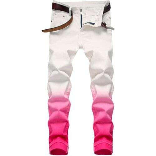 2021 New Fashion Mens Cotton Jeans Elastic Slim Skinny White Jeans Men Trousers Casual Male Hip hop Denim Pants