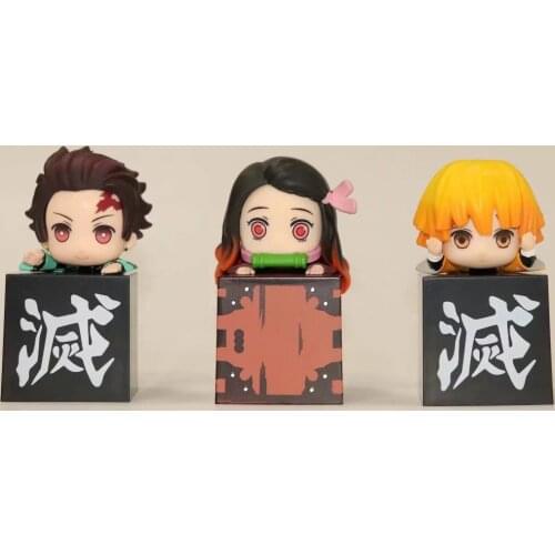 3pcs Demon Slayer Anime Figure Kamado Tanjirou Nezuko Action Figures Q Version PVC Action Figure Collectible Model Doll