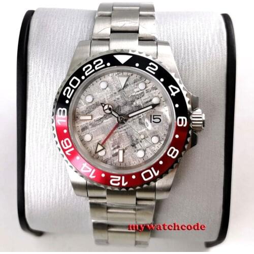 40mm bliger Luxury Mens Watches pepsi bezel GMT Automatic Black Watch Mens Stainless Steel Business Mechanical Wristwatch