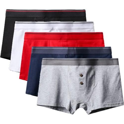 5Pcs/lot Button Cotton Boxer Men' Underwear Boxers Breathable U Convex Men Shorts Mens Underpants Panties for Male 4XL 5XL 6XL