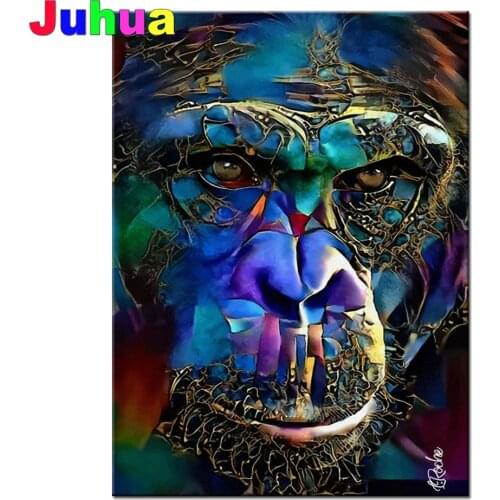 Apes Face DIY 5D Diamond Painting Monkey Animal Full Round square Diamond Embroidery Mosaic 3d Picture of Rhinestone Home Decor