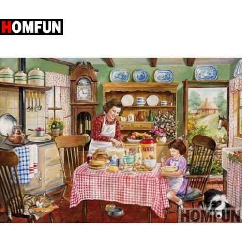HOMFUN Full Square/Round Drill 5D DIY Diamond Painting "Kitchen view" Embroidery Cross Stitch 5D Home Decor Gift A17999