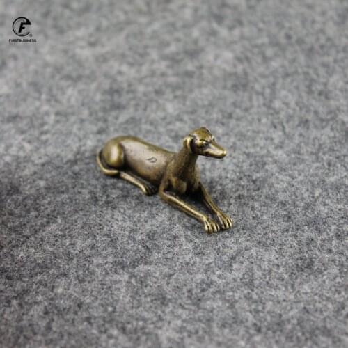 Antique Bronze line dog tea pet Statue Solid Copper dog Figurines Ornaments Miniatures hound Home Decor Accessories Desk Decor