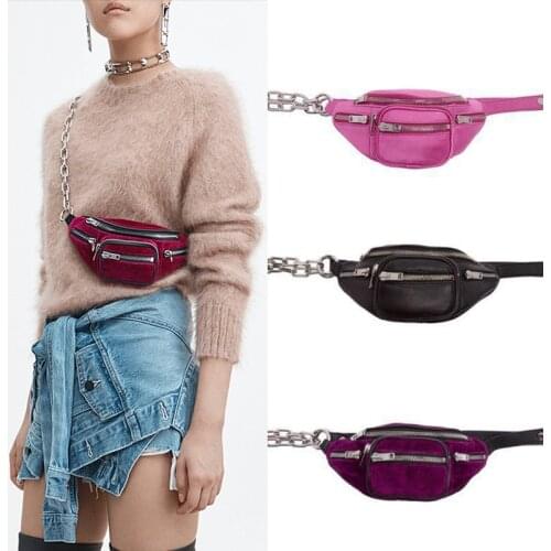 Brand Fanny Packs Velvet Waist Bag Money Phone Pouch Zipper Leg Chest Bag Women Men Messenger Belt Bags Purses Small Chains Bags