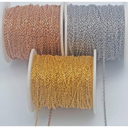 5m/lot Stainless Steel Cable Chain Bulk Gold 1mm 1.5mm 2mm 2.5mm Chain Necklace Diy Jewelry Materials Wholesale Making Findings