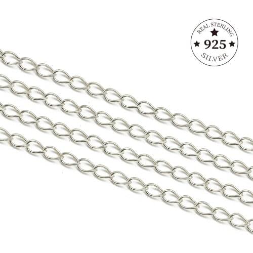 925 Sterling Silver 50cm Link Chains Bulk Necklace Chain For DIY Bracelets Jewelry Making Accessories Handmade Findings