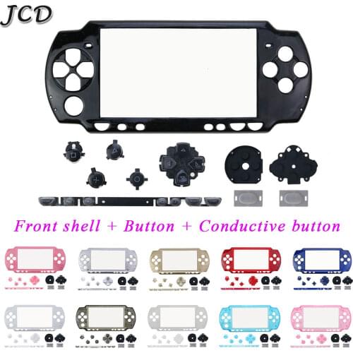 JCD Front Case Cover Housing Shell W/ Conductive Rubber Button Switch L R ABXY Buttons Kit for Sony PSP 1000 PSP1000