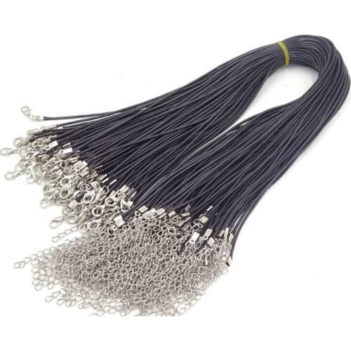 Black Leather Wax Rope Cord Lobster Buckle Making Pendants Necklace Bracelet DIY Chain String Trendy Jewellery Accessory