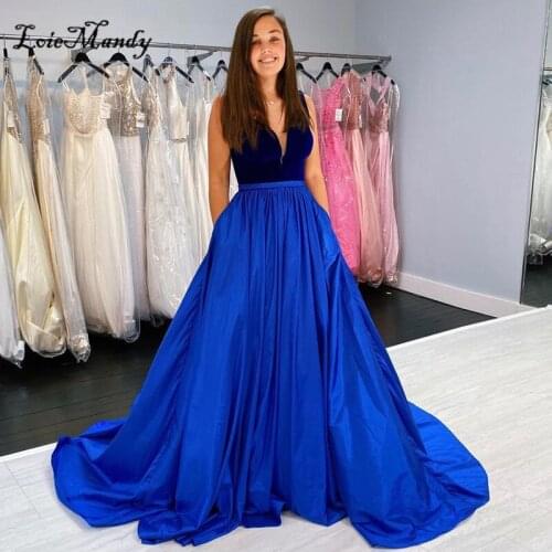 Designer Velvet Long Prom Dresses 2021 Sexy V-neck Dress Woman Party Night With Pocket New robe de soirée de mariage