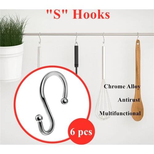 24 Hours Ship High Quality S Hooks Shower Curtain Hooks crochet ganchos para colgar крючки Antirust Kitchen Utensils Towels