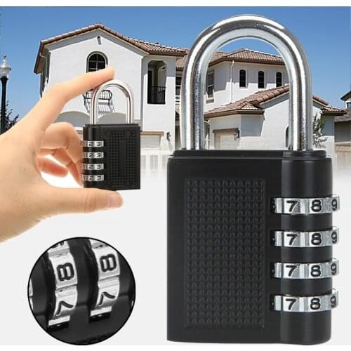 80*43*14mm 4 Dial Digit Combination Lock Heavy Duty Weatherproof Security Padlock Outdoor Gym Safely Code Lock Black