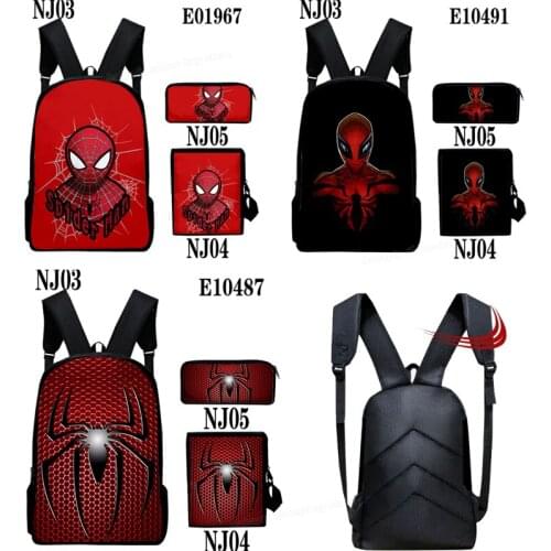Marvels 3pcs Set Schoolbags Student Backpack Spiderman Backpacks Cartoon Rucksack Anime Bettle Bookbag Shoulder Bag Pencilcase