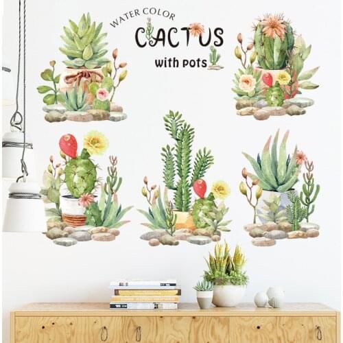 Potted Cactus Wall Sticker bedroom living room TV sofa background decoration art decasl home removable Self-adhesive stickers
