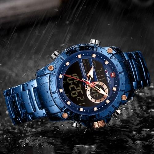 NAVIFORCE Top Brand Mens LED Digital Quartz Wrist Watch Men Fashion Analog Spors Watch Clock Erkek Kol Saati Relogio Masculino