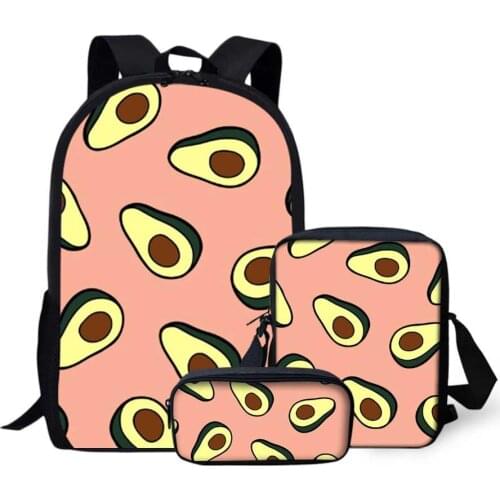 NOISYDESIGNS Backpacks For School Teenagers Girls Cute Avocado Printed School Backpack Daypack Fashion Bagpack Mochila Bolsa