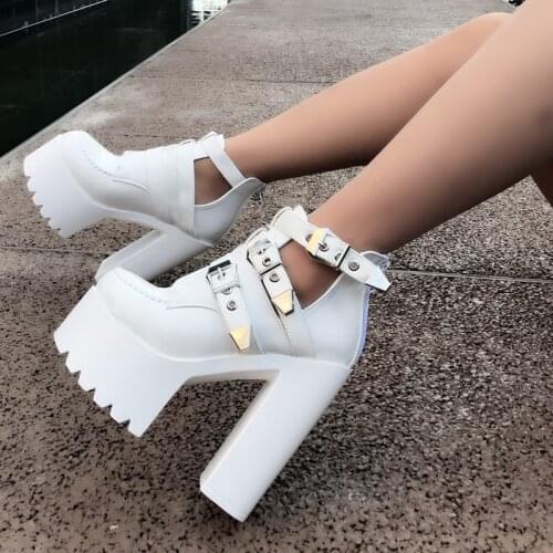 2019 autumn new crude with super high heel womens shoes British wind thick sole single shoes simple sexy fashion high heels