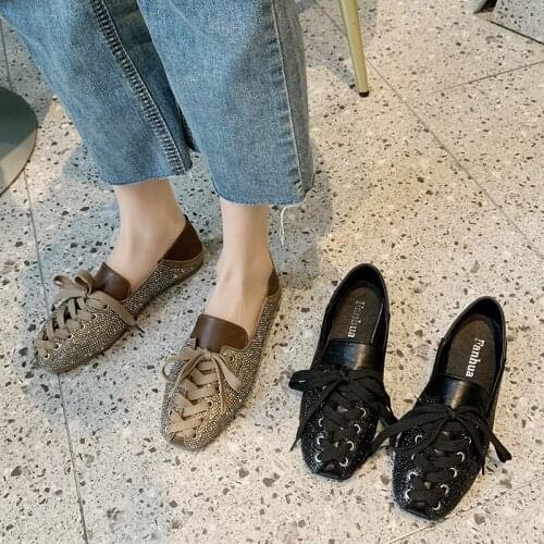 Spring new fashion lady singles shoes color matching rhinestone decoration simple shopping everyday womens casual shoes U29-34
