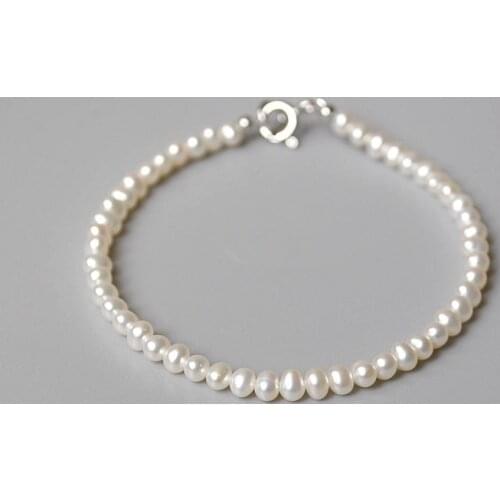 New Natural Freshwater White Pearl 5-6MM potato Pearl Bracelet