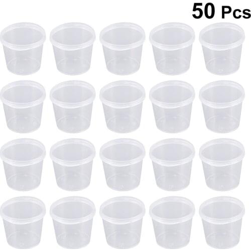 50PCS 40ml 25ml Disposable Plastic Portion Cups Clear Portion Container with Lids for Jelly Yogurt Mousses Sauce For Party Home