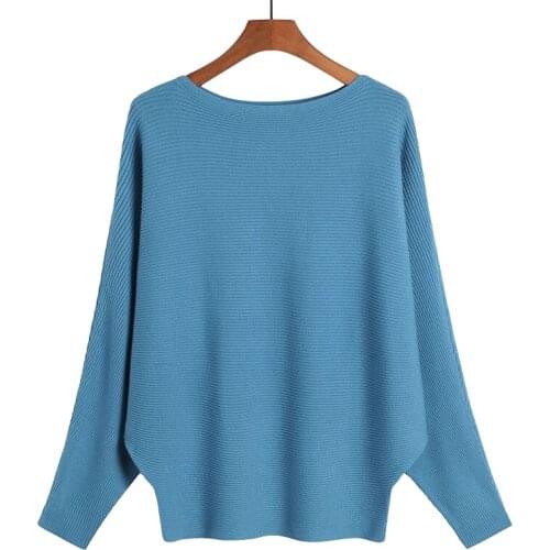 Batwing Long Sleeve Womens Sweater Autumn Winter Female Pullovers Sexy Off Shoulder Soft Female Jumper Plus Size Pull