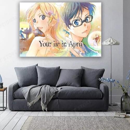Your Lie in April Poster Arima Kousei and Miyazono Kaori Poster - Japan Anime Canvas Posters Art Painting