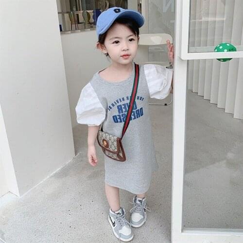 2 3 4 5 6 7 Y Girls Casual Dresses 2021 Summer New Baby Girls Fashion Letter Print Long Dress Kids Clothing Child Korean Dresses
