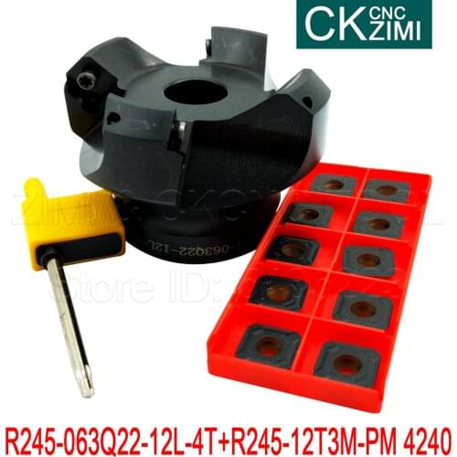 R245-063Q22-12L-4T Face Milling Cutter Holder Lathe Machine + turning tools R245-12T3M-PM 4240 carbide inserts CNC Lathe Tool