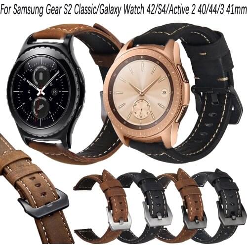 Genuine Leather Watchband 20mm Cowhide Watch Band Quick Release Strap Accessories For Samsung Gear S2 Classic/Active2 40/44/3 41