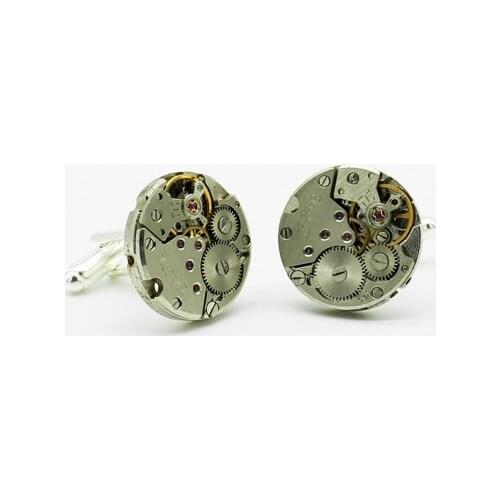 Retro Mechanical Watch Movement Cufflinks Steampunk Vintage Watches Movements 20mm For Mens Gift