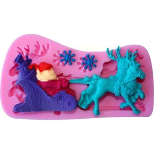 Christmas Series Santa Sleigh Elk Fondant Cake Chocolate Mold Mold Decoration Holiday Christmas Silicone Silicone I9U8
