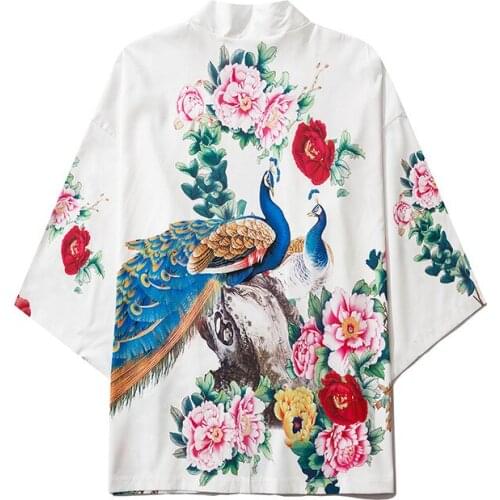 Japanese Anime Shirt Oriental Printed Kimono Cardigan Yukata кимоно японский стиль Male Female High-quality Daily Street Wear