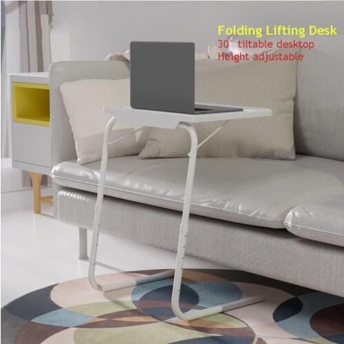Mrosaa Foldable Computer Table Adjustable Portable Laptop Desk Bed Side Sofa Side Table Can be Lifted Bedside Standing Desk