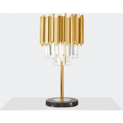 Modern Table Lamp Luxury Polished Steel Crystal Desk Lamp Dining Living Room Decor Light fixtures Bedroom Beside Light luminaria